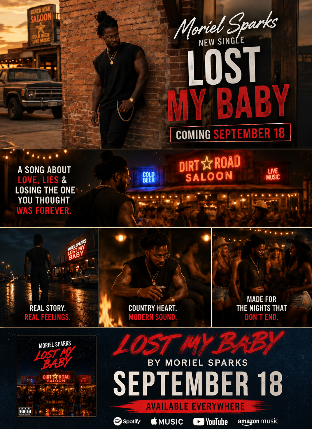 Official Lost My Baby campaign collage with single artwork and release date
